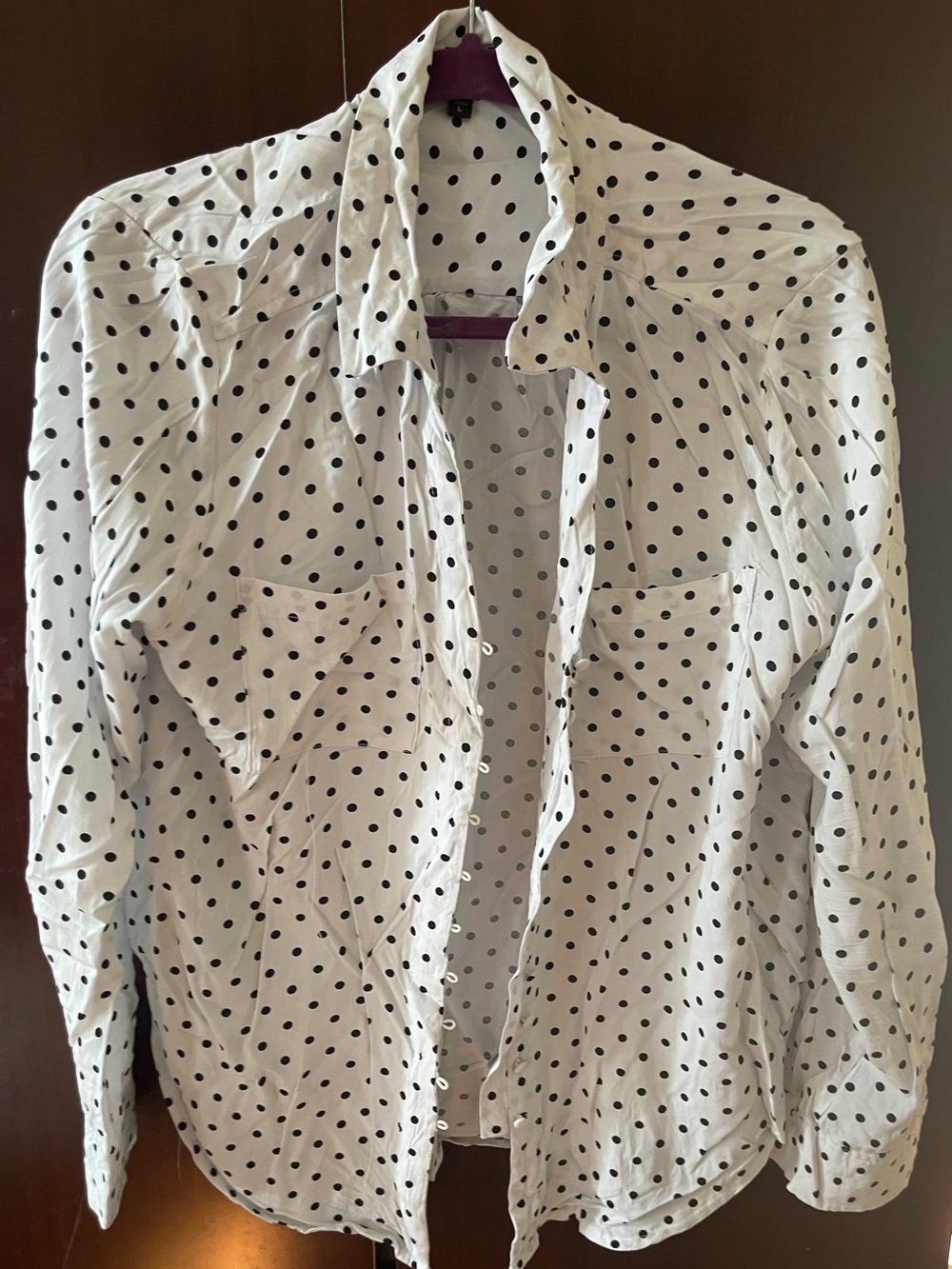 Velvet Heart White Shirt with Black Polka Dots